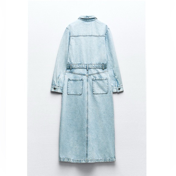 Zara Z1975 DENIM MIDI DRESS SIZE LARGE - Picture 7 of 14